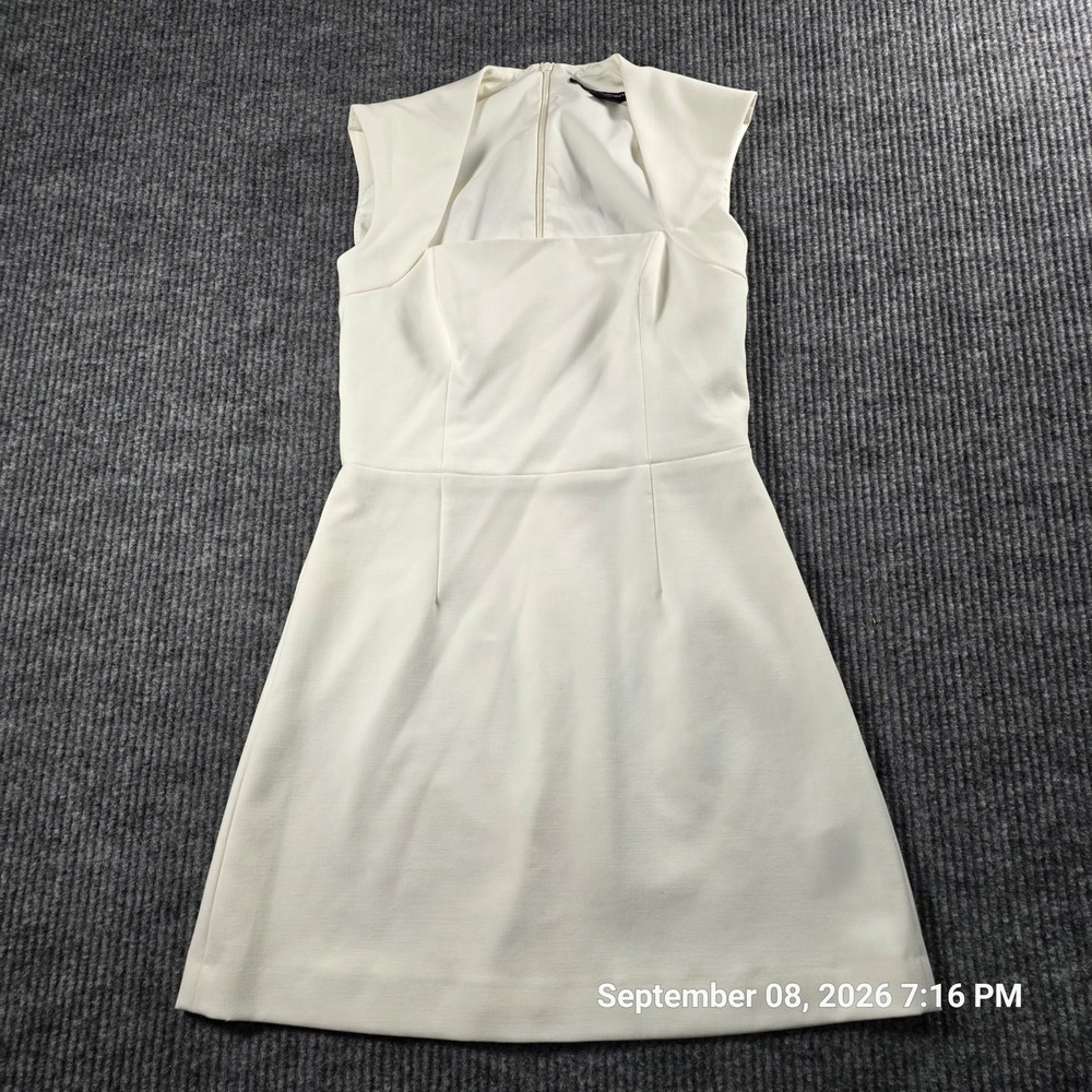 French Connection Women White Sleeveless Square Neck Mini Dress Size 4 71RES